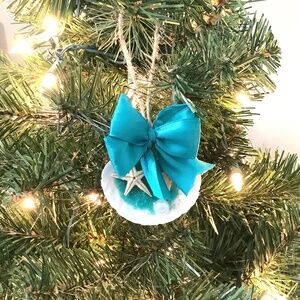 Scallop seashell Christmas tree ornaments set of 4